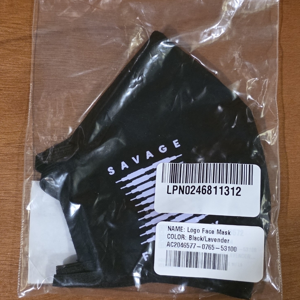 Savage X Fenty Black and Lavender Insignia Face Mask